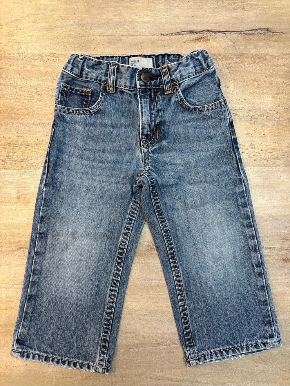 Baby Gap 2T Loose Fit Jeans Y2K Skater Baggy Denim Adjustable Waist Wide Leg
